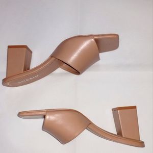 Shein Slip On Nude Low Heel Block Sandals